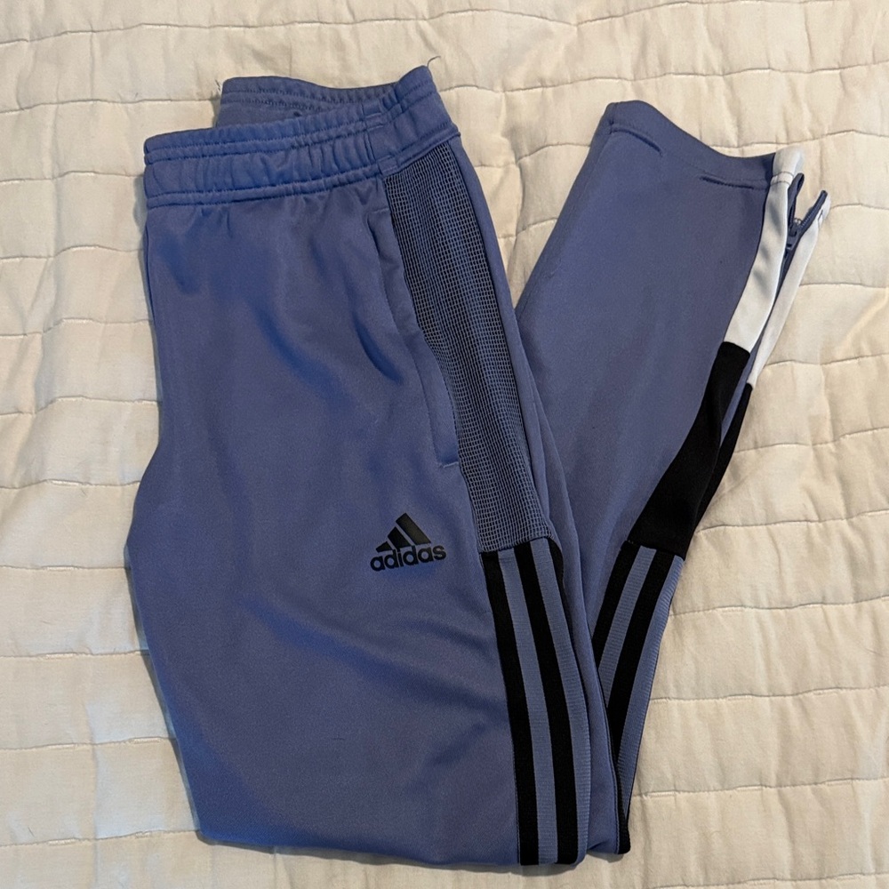 Adidas Kids Blue Joggers with Black Stripes size 11-12 boys